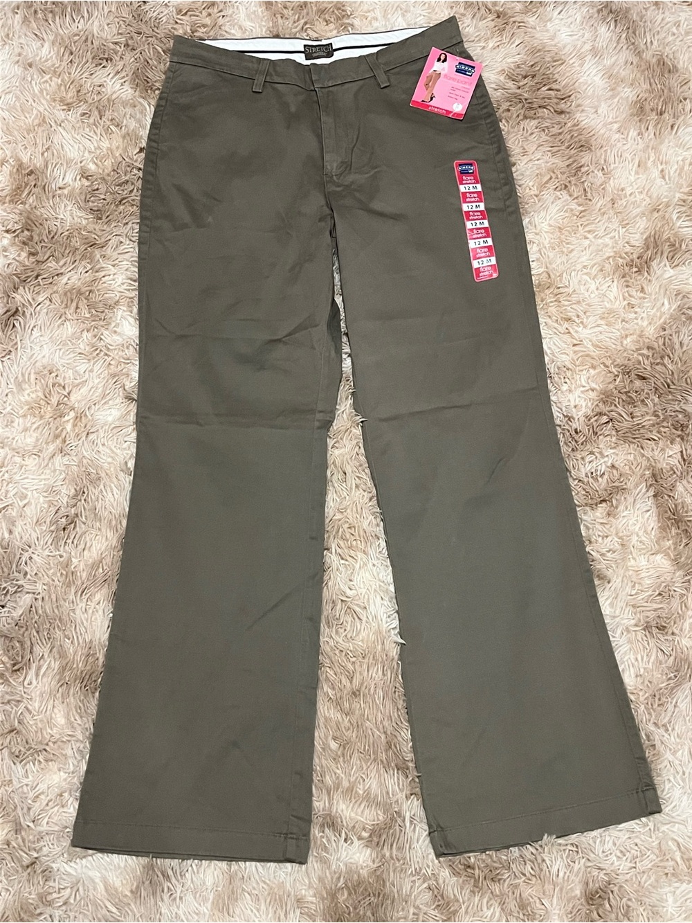 Women’s Stretch Olive Wide-Leg Pants. Stretch size 12. Riders by Lee
